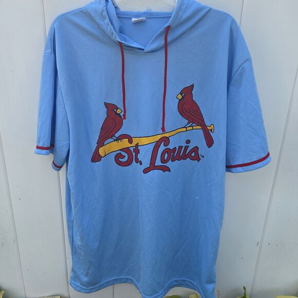 St. Louis Cardinals Shane Co. Short Sleeve Hoodie Shirt Light Blue Size XL SGA - Picture 10 of 10